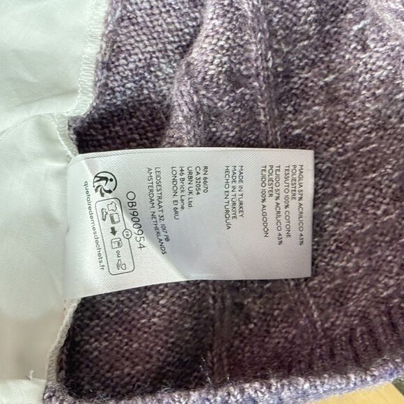 By Anthropologie Mixed Media Turtleneck Cable Sweater Size Medium Ret $118 - Picture 5 of 14